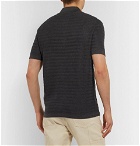 Dunhill - Slim-Fit Striped Knitted Mulberry Silk Polo Shirt - Charcoal