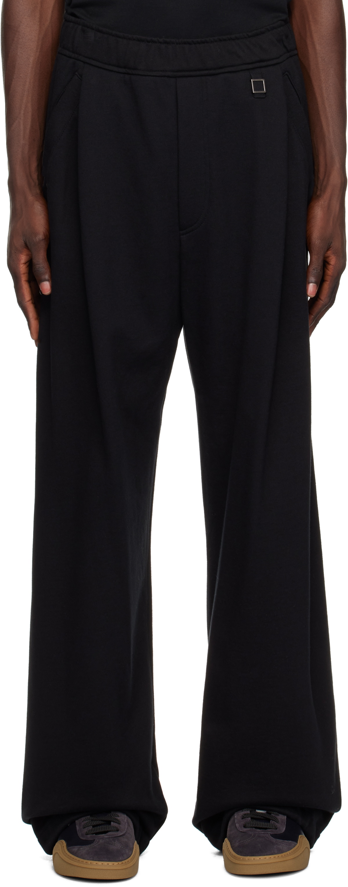 WOOYOUNGMI Black One-Tuck Cotton Sweatpants