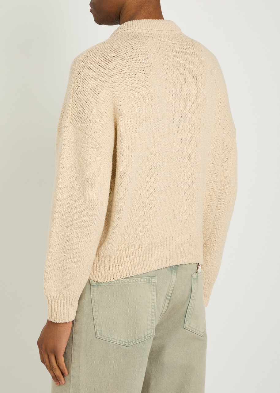Cole Buxton Beach Textured-knit Cotton Polo Jumper White