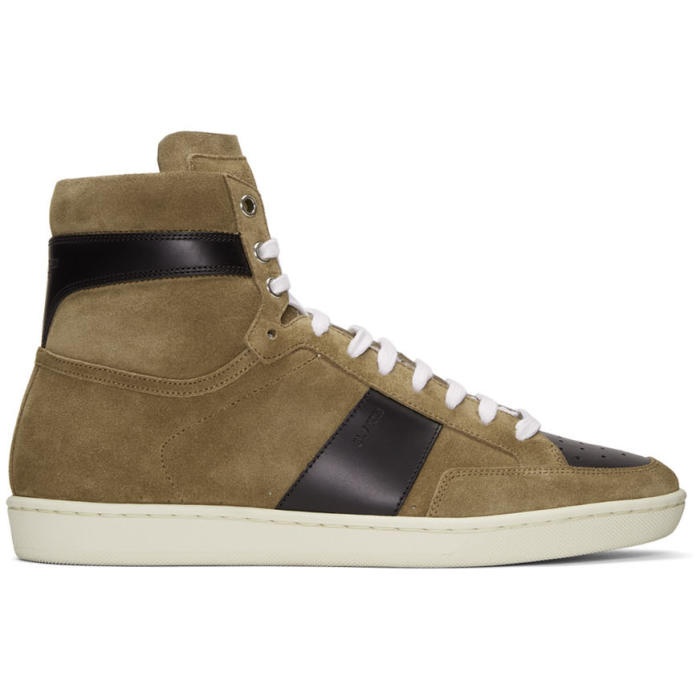 Photo: Saint Laurent Brown Suede SL-10H Court Classic High-Top Sneakers