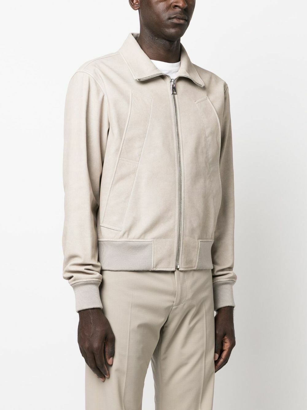 Bottega Veneta Neutral Chino Bomber Jacket Bottega Veneta