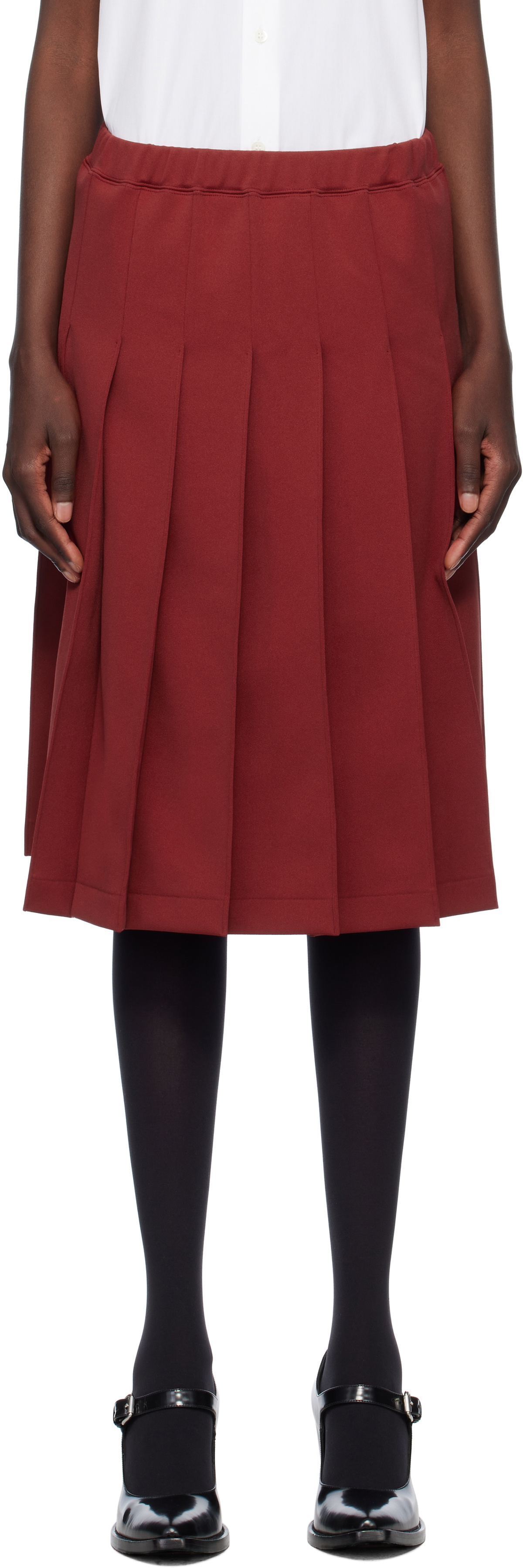 Comme des Garçons Girl Burgundy Polyester Jersey Midi Skirt