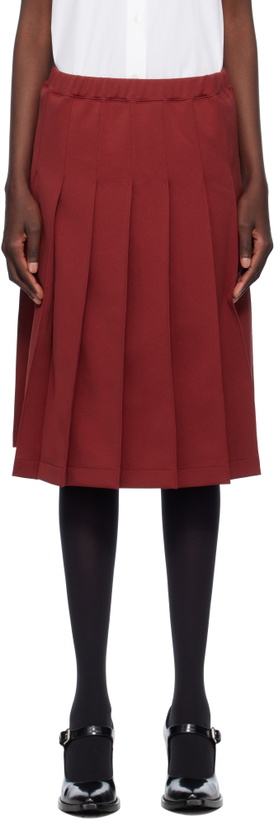 Photo: Comme des Garçons Girl Burgundy Polyester Jersey Midi Skirt