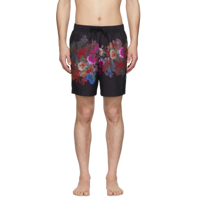 Photo: Dries Van Noten Black and Multicolor Phibbs Floral Swim Shorts
