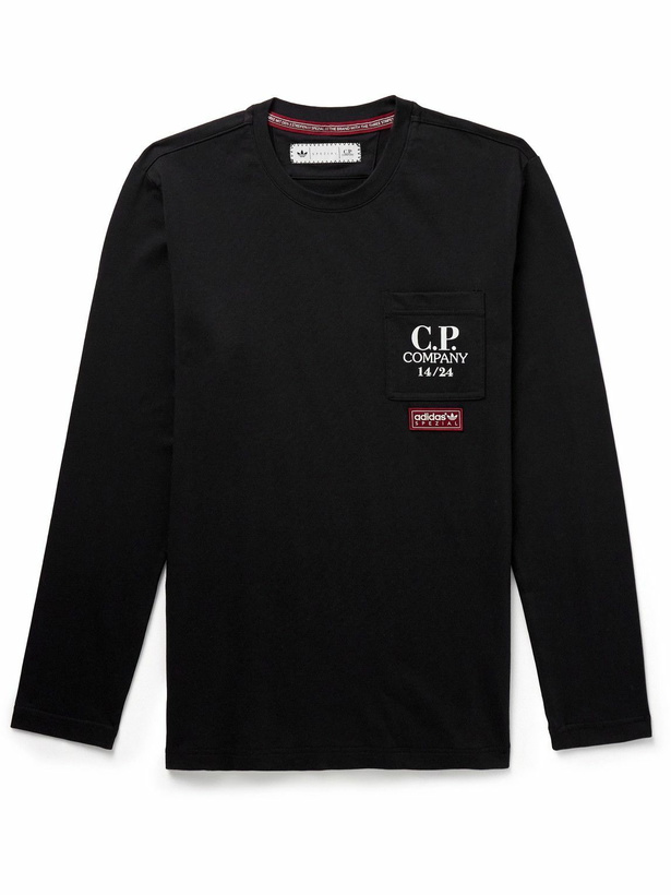 Photo: adidas Originals - C.P. Company Spezial Logo-Appliquéd Printed Organic Cotton-Jersey T-Shirt - Black
