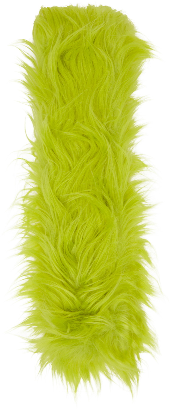 Ruslan Baginskiy Green Faux-Fur Logo-Patch Scarf