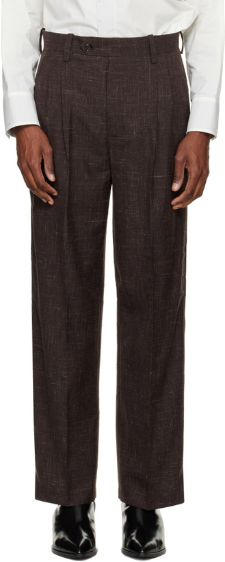 Photo: NULLUS Brown Woolen Layered Tapered Trousers