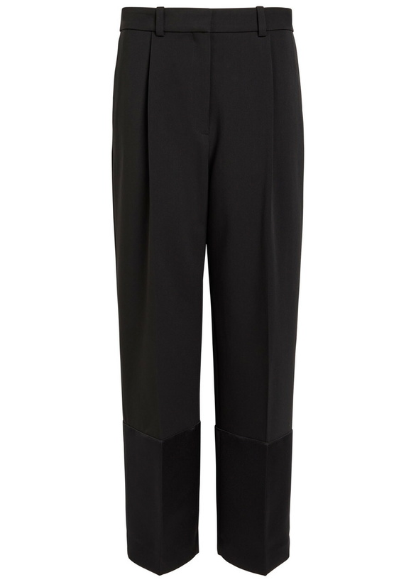 Photo: Tory Burch Satin Cuffs Cropped Crepe Trousers Black