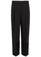 Tory Burch Satin Cuffs Cropped Crepe Trousers Black