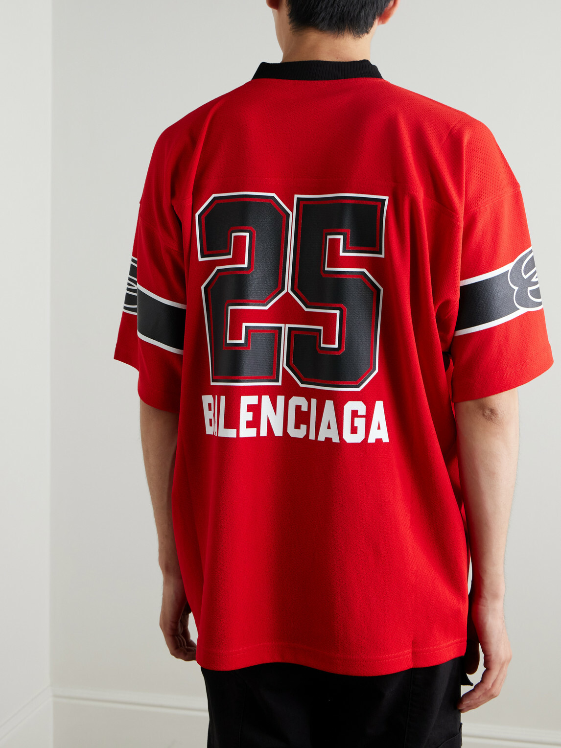 Balenciaga - American Football Oversized Printed Piqué T-Shirt - Red