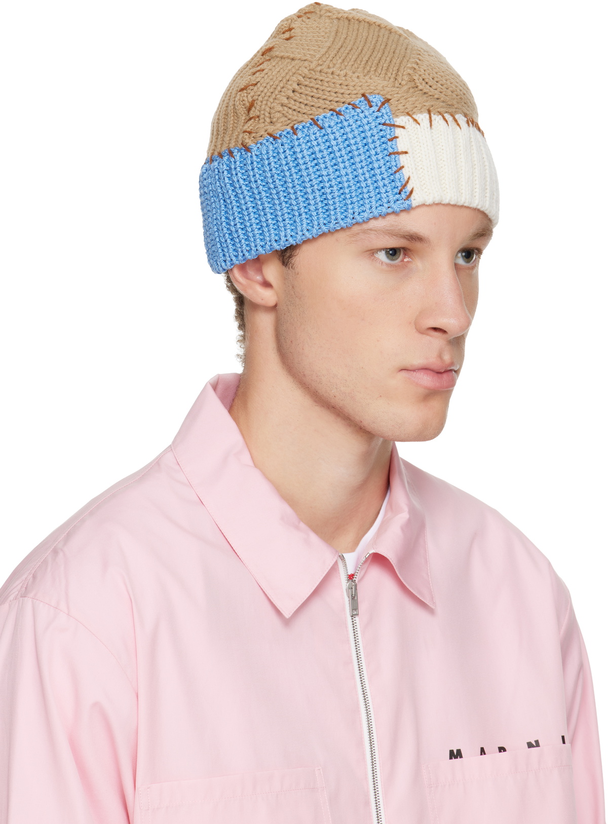 Marni Beige Wool Mixed Knit Beanie