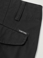 TOM FORD - Straight-Leg Pleated Cotton-Twill Cargo Trousers - Black