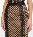 Gucci - GG mesh and lace midi skirt