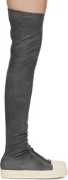 Rick Owens DRKSHDW Gray Porterville High Sock Sneaks Tall Boots