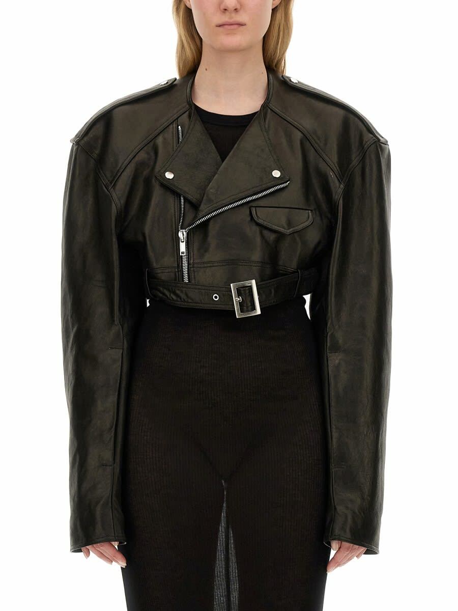 Rick Owens Black Alice Strobe Leather Jacket Rick Owens
