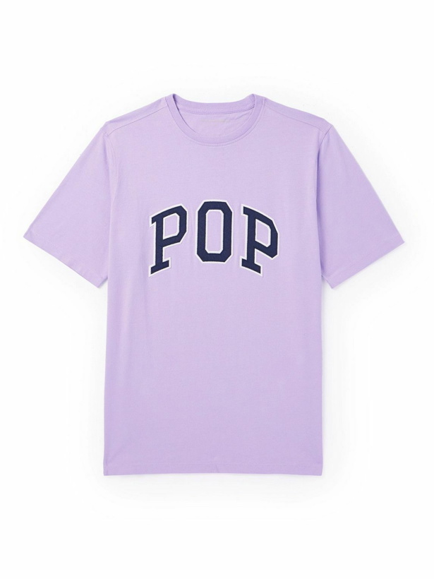 Photo: Pop Trading Company - Logo-Embroidered Cotton-Jersey T-Shirt - Purple