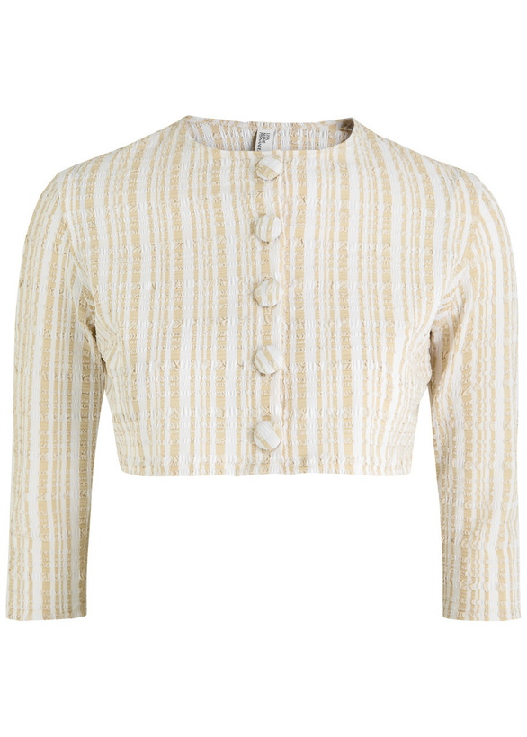 Photo: Lisa Marie Fernandez Striped Seersucker Cardigan White