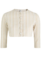 Lisa Marie Fernandez Striped Seersucker Cardigan White