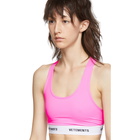 VETEMENTS Pink Logo Band Sports Bra