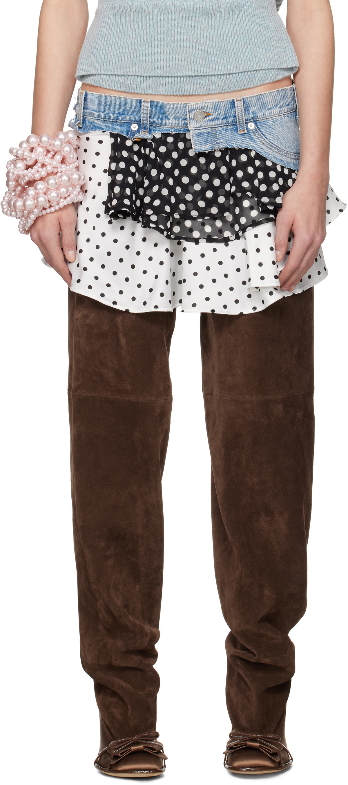 ALL-IN White & Black Polka Dot Triple Miniskirt