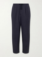 Kaptain Sunshine - Straight-Leg Silk-Gabardine Drawstring Trousers - Blue