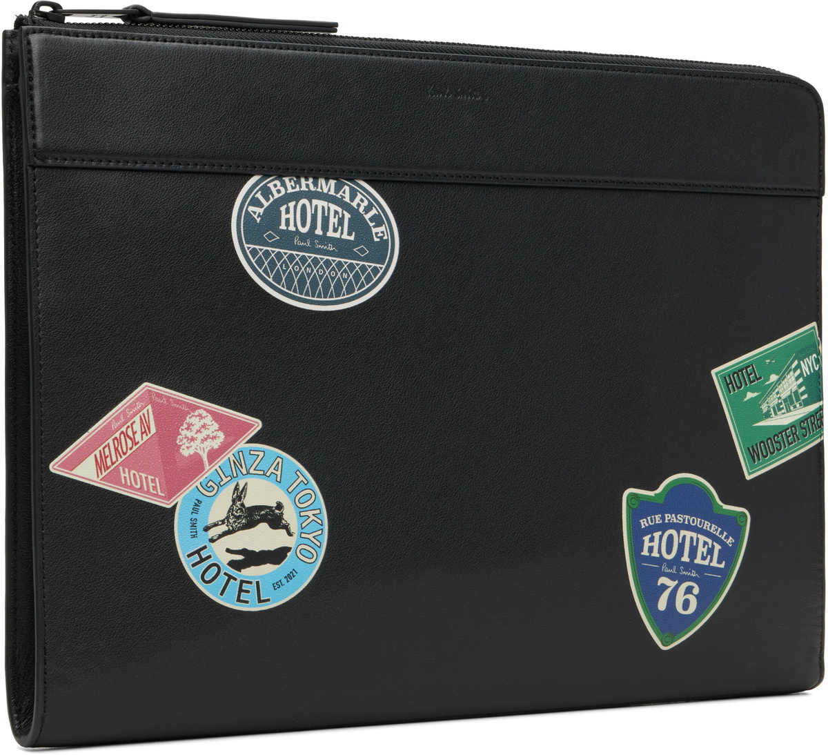 Paul Smith Black 'Hotel Stickers' Document Case