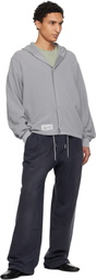 WOOYOUNGMI Gray Dyed Open Hoodie