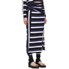 3.1 Phillip Lim Navy Striped Wrap Fitted Skirt