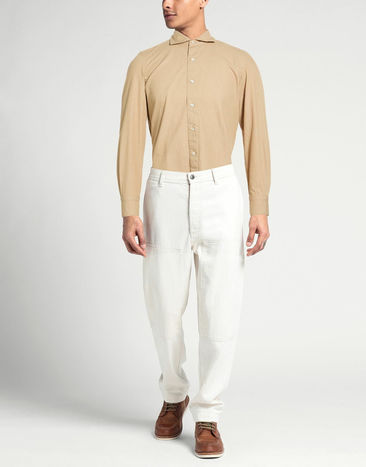 Finamore 1925 Mens Shirt in Sand