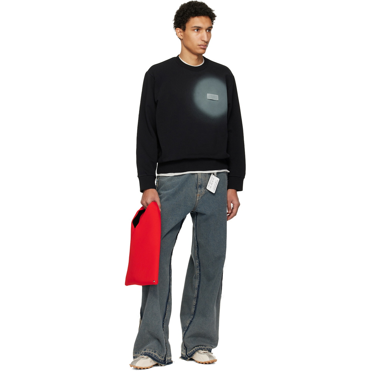 MM6 Maison Margiela Black Spray Print Sweatshirt
