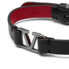 Valentino Men's V Logo Bracelet in Black/Red