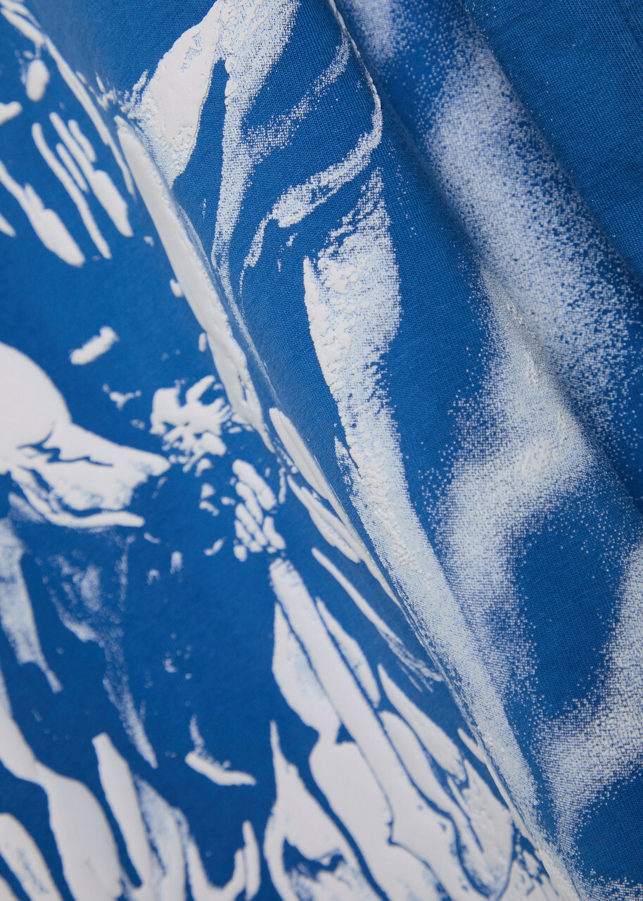 Warren Lotas Skull Executioner Puff Print Cotton T-shirt Blue