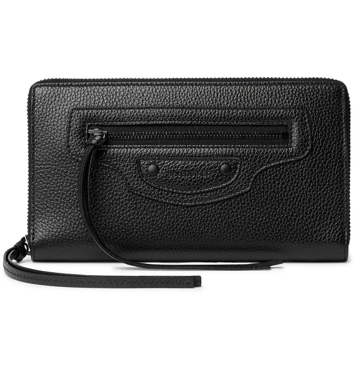 Photo: BALENCIAGA - Full-Grain Leather Zip-Around Wallet - Black