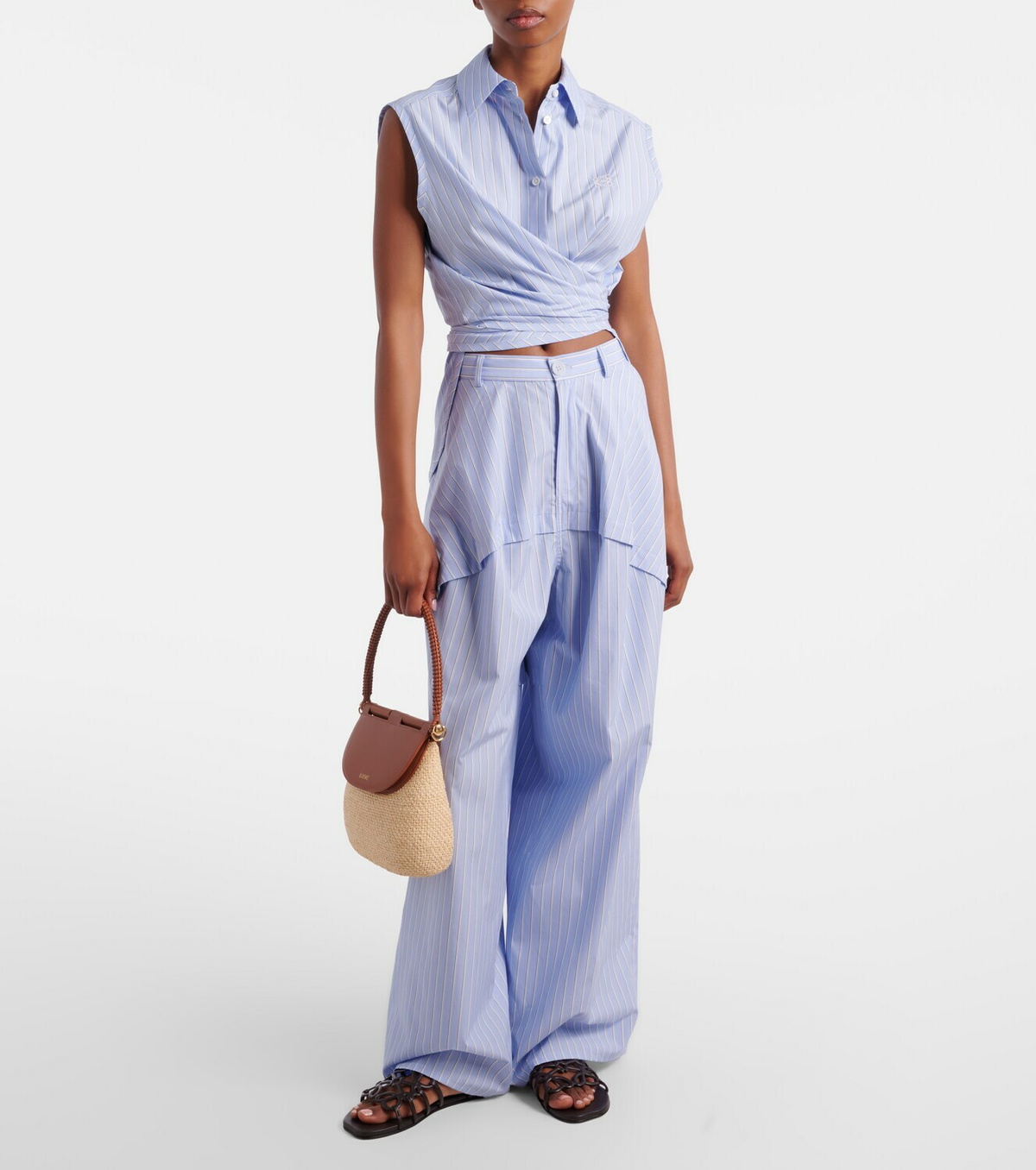 Loewe Paula's Ibiza striped cotton poplin wide-leg pants