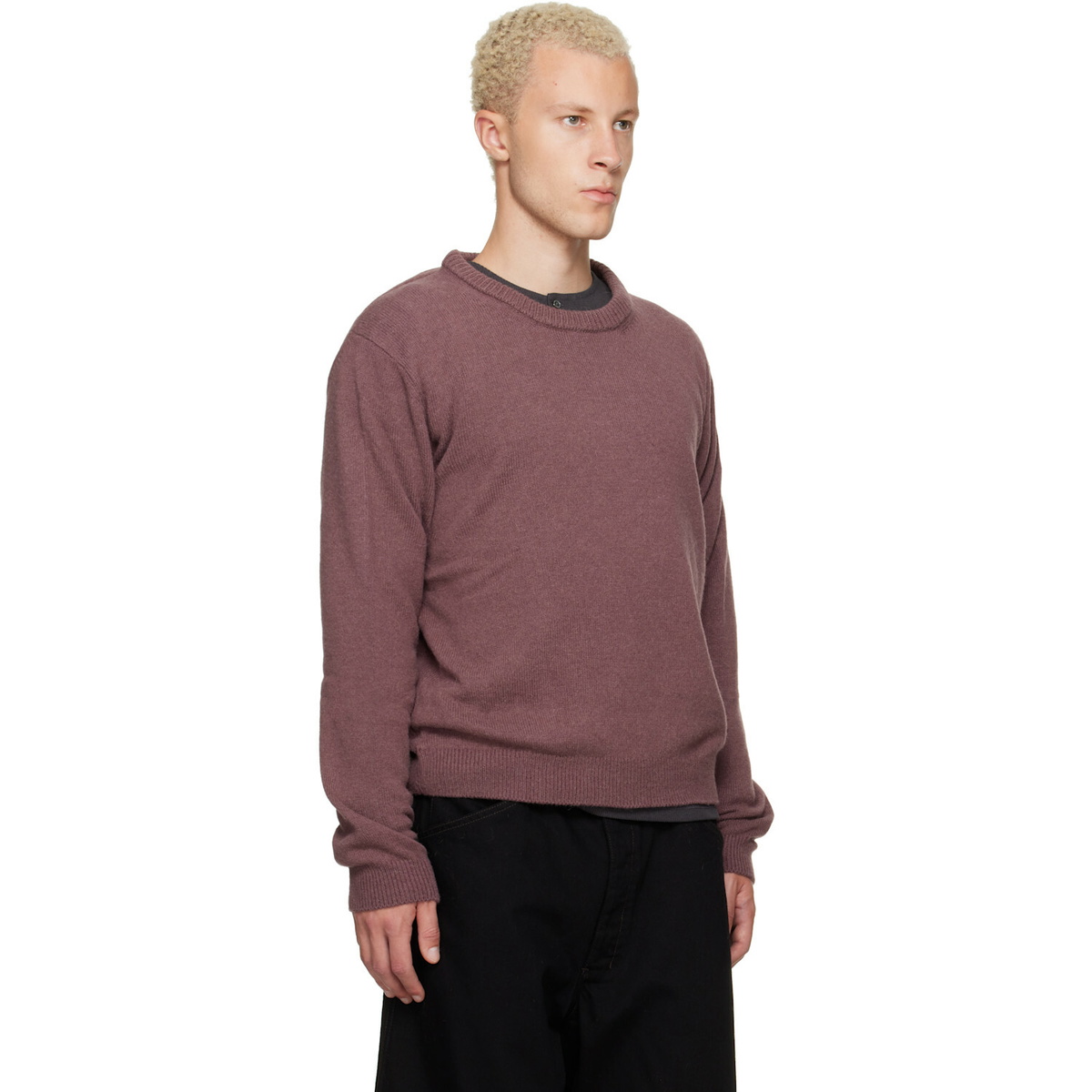 LEMAIRE Purple Crew-Neck Alpaca Wool Blend Sweater