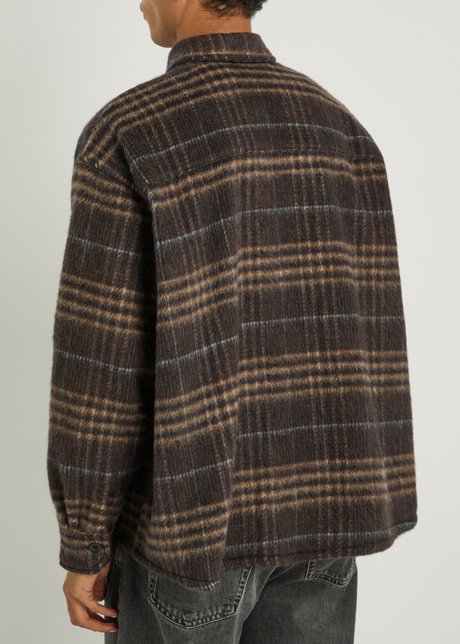 Picante Rocco Plaid Wool-blend Overshirt Brown