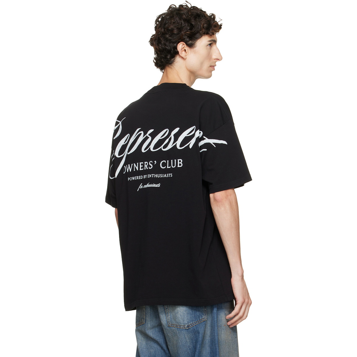 Represent Black Printed 'Owners Club' Script T-shirt