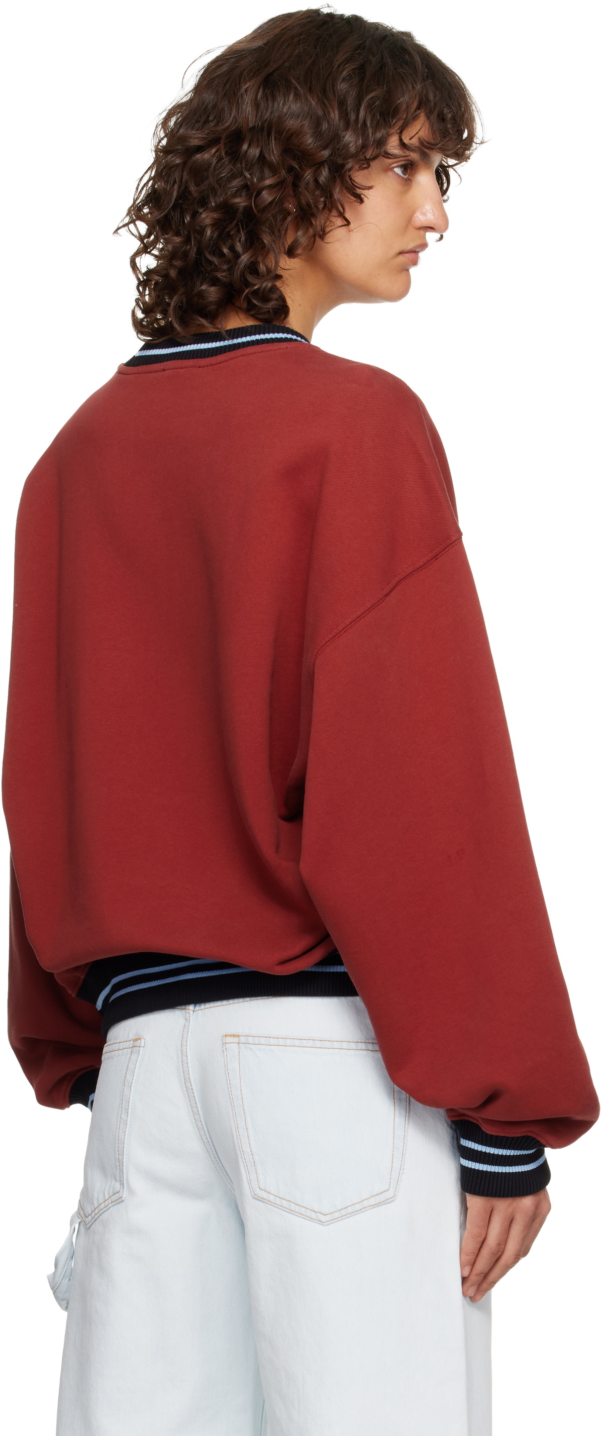Off-White Red Sporty Over Crew Logo Sweatshirt