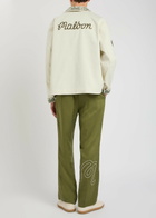 Malbon Harvets Embroidered Stretch-denim Jacket Cream