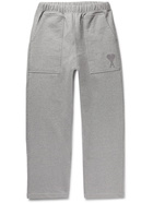 AMI PARIS - Logo-Embroidered Cotton-Jersey Sweatpants - Gray