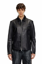 Diesel Leather jacket with embossed Oval D - Leather jackets Mens in Black