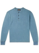 RRL - Textured-Cotton Henley T-Shirt - Blue