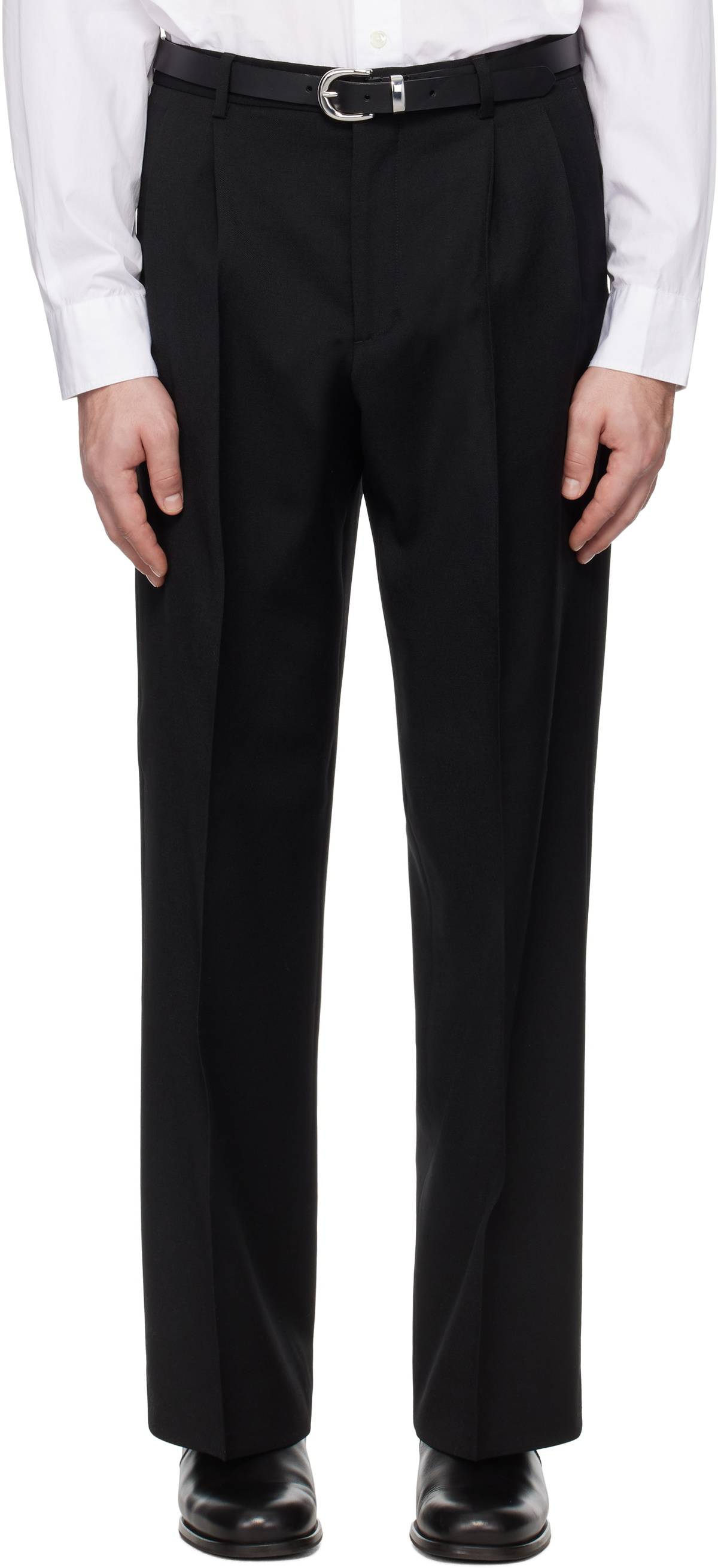 Sunflower Black Wide Pleated Trousers