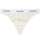 Sporty & Rich Women's Serif Logo Thong in Cream