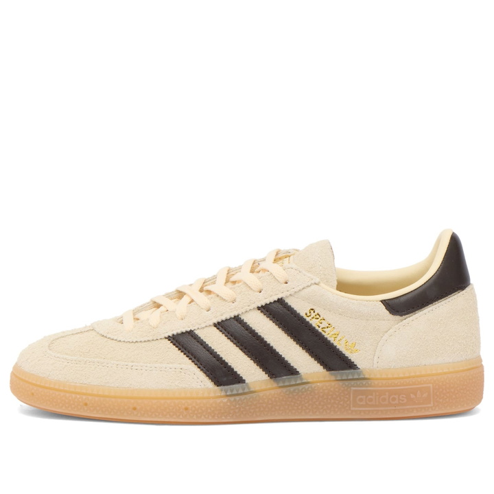 Photo: Adidas Women's Handball Spezial Sneaker in Warm Vanilla/Aurora Coffee/Gold Met.