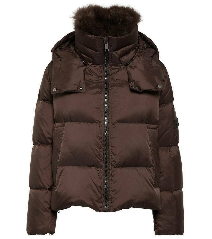 Photo: Yves Salomon Shearling-trimmed hooded down jacket