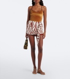 Jacques Wei Leather-trimmed printed shorts