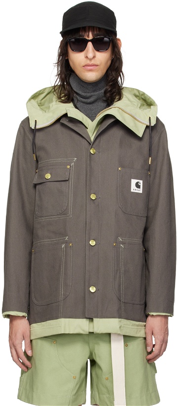 Photo: sacai Gray Carhartt WIP Edition Reversible Jacket