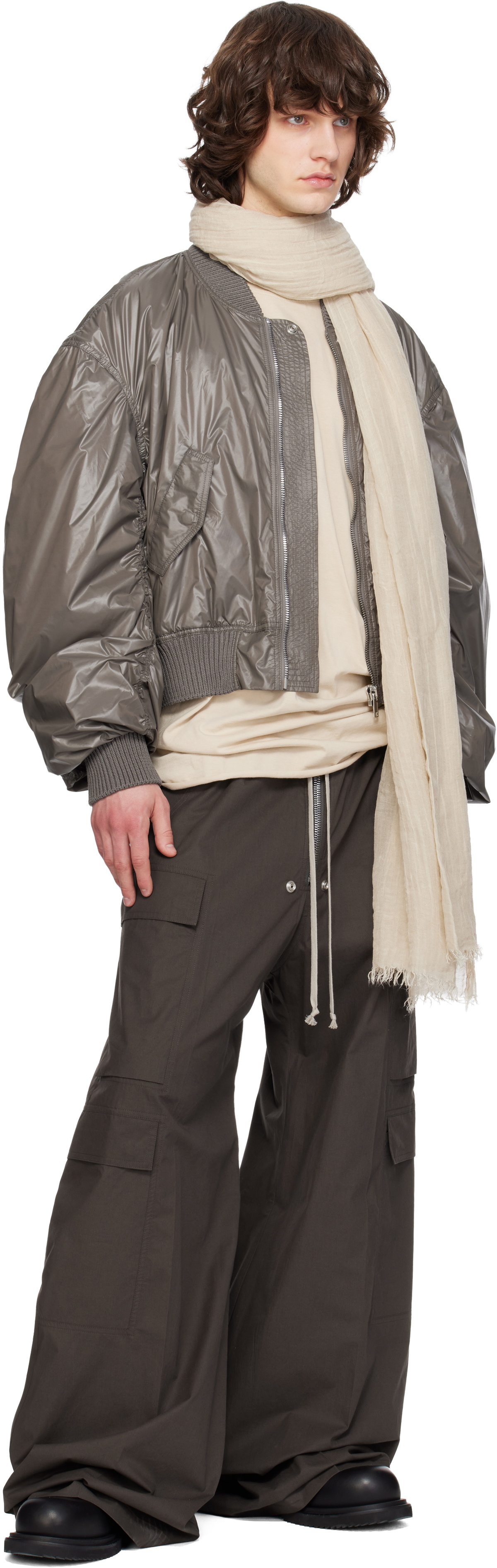 Rick Owens Gray Temple Secchia Flight Bomber Jacket