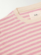 Folk - Striped Slub Cotton-Jersey T-Shirt - Pink